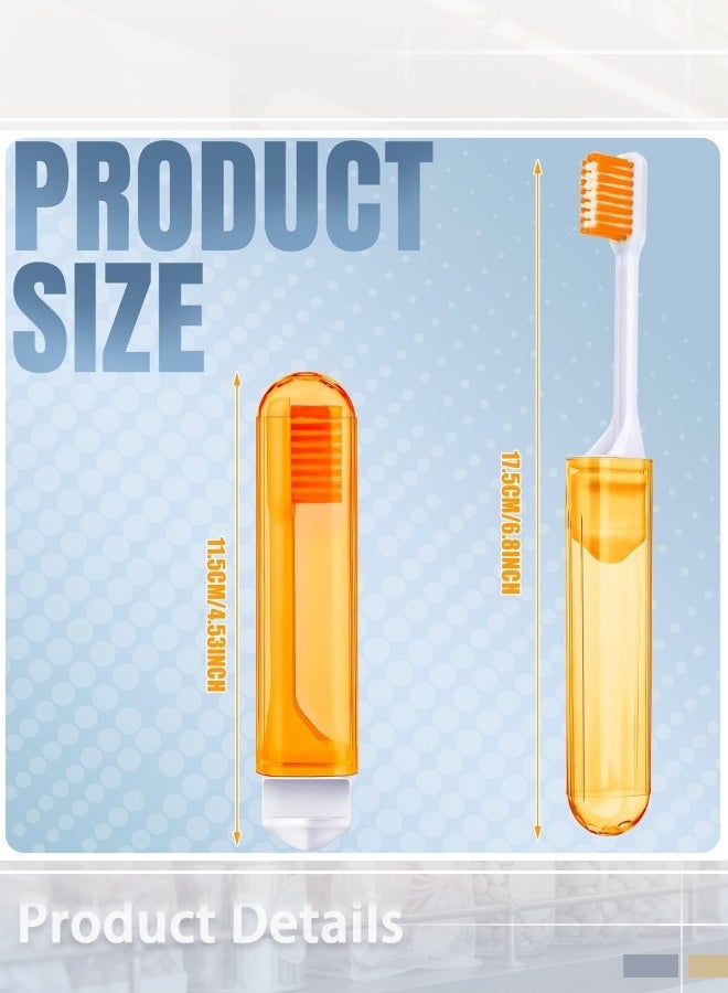 6 Pcs Travel Toothbrush Set, Soft Bristle Mini Foldable Tooth Brush with Case, Individually Wrapped Small Portable Travel Size Toiletries Stuff for Camping (Bright Color) - Image 2